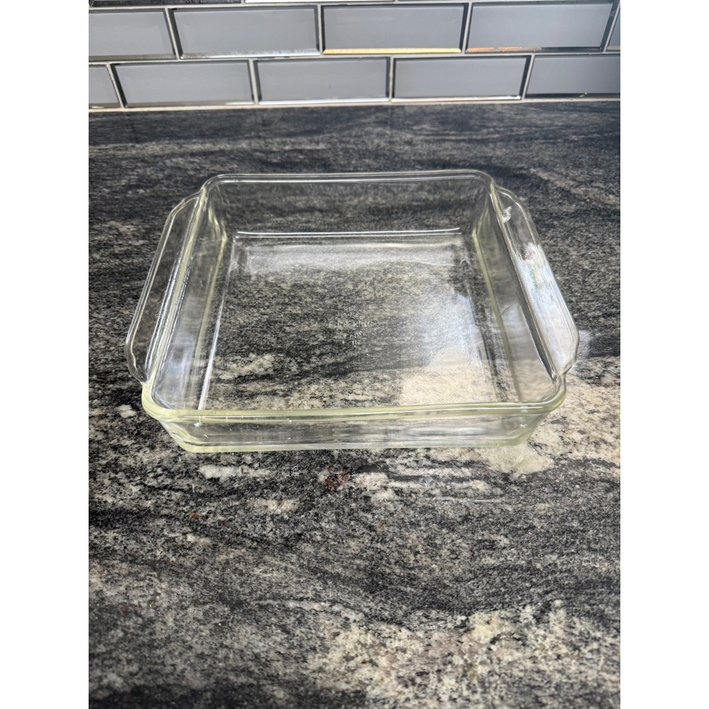 Vintage Fire-King 8 Inch Square Glass Baking Dish 452 Clear Ovenware Made in USA